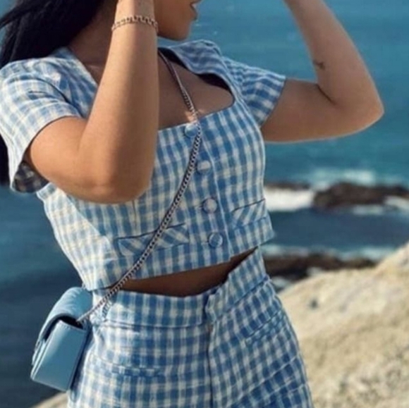 ZARA gingham plaid top blogger favorite NWT - Picture 6 of 7